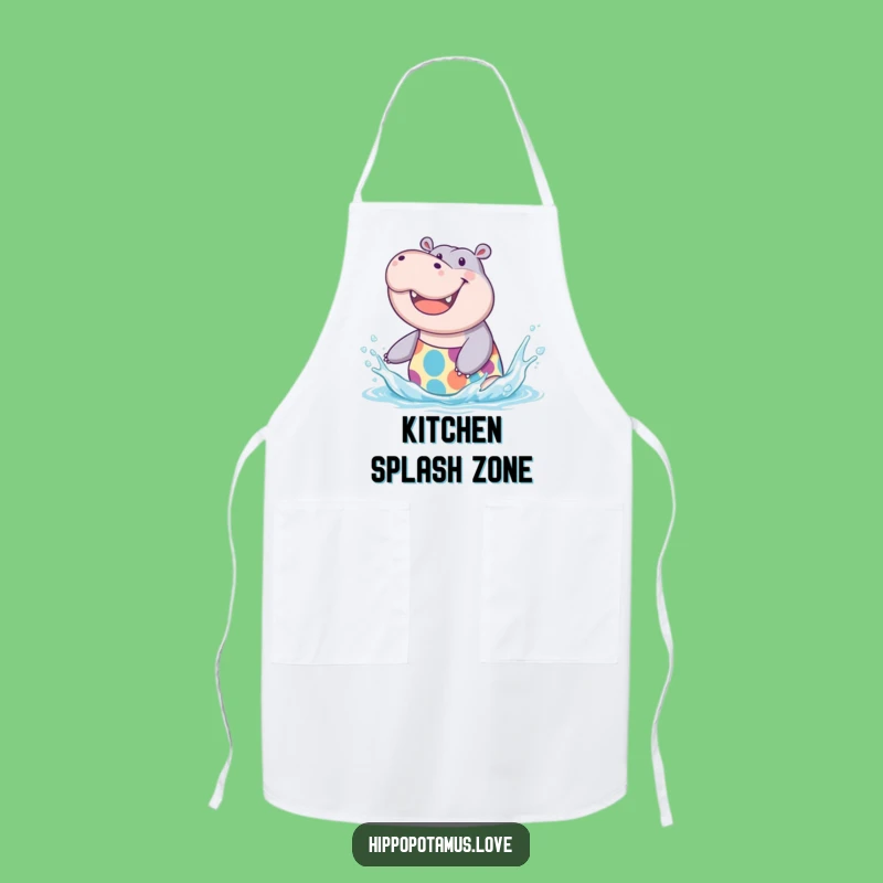 Funny Hippo Splash Apron: Cook with Cheer, a playful and funny gift for kitchen fun.
