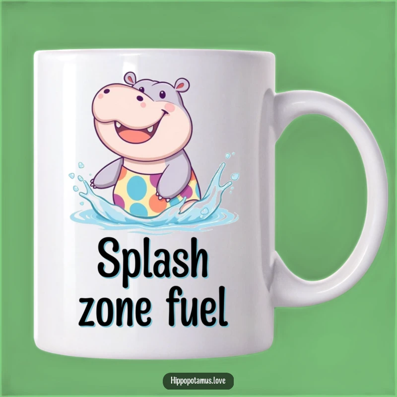 Funny Hippo Splash Mug: Joyful Hippo in Swimsuit, a perfect funny gift for beach lovers.