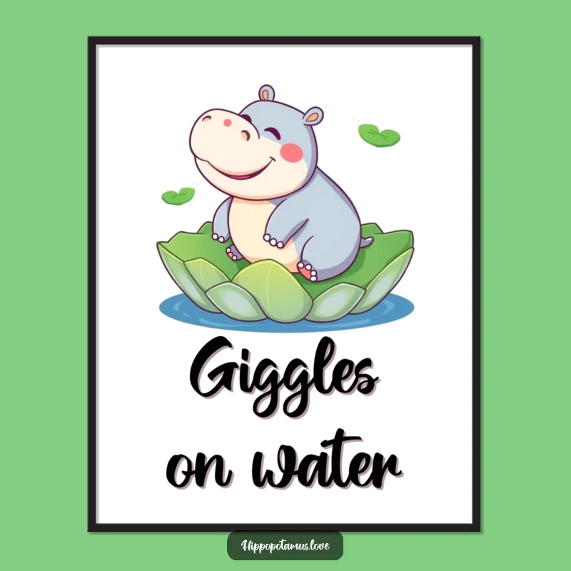 Funny Hippo River Digital Art: Joyful Download for Cheerful Spaces