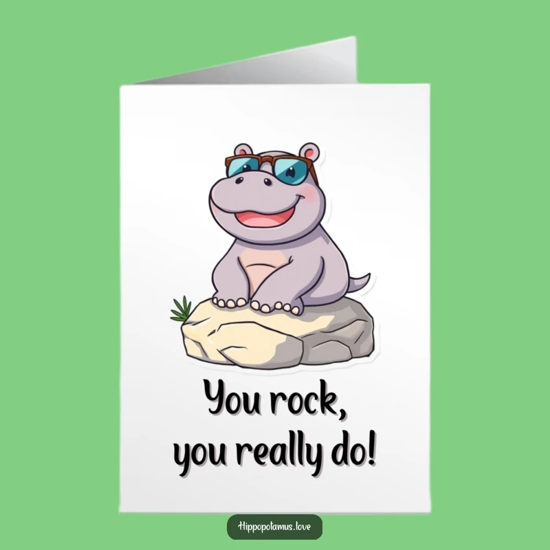 Free Printable Congrats Card: Cool Hippo Vibes - Funny Downloadable Achievement Gift