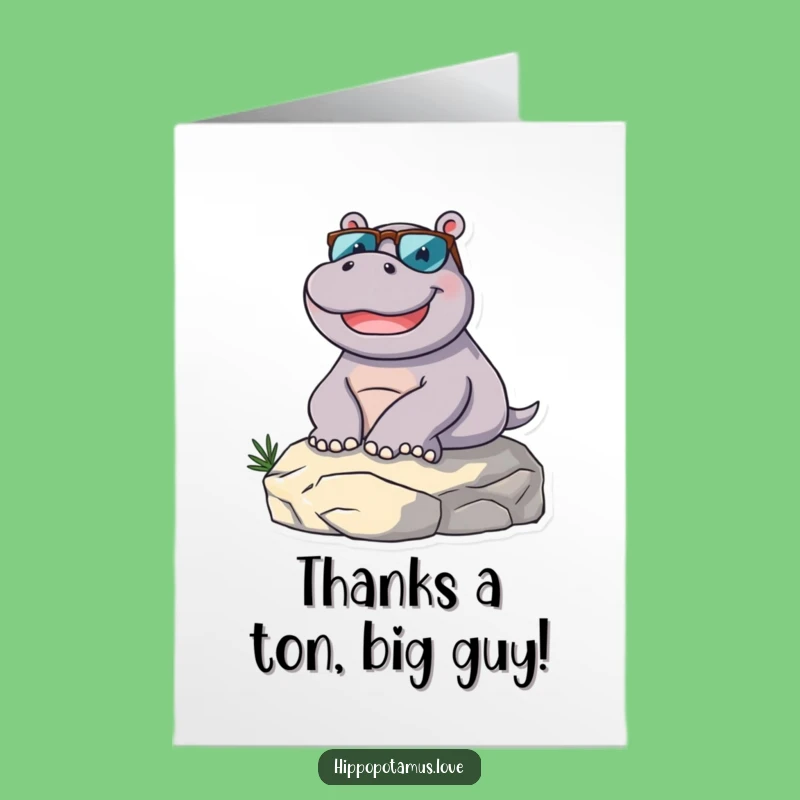 Free Printable Thank You Card: Chill Hippo Gratitude - Funny Downloadable Gift
