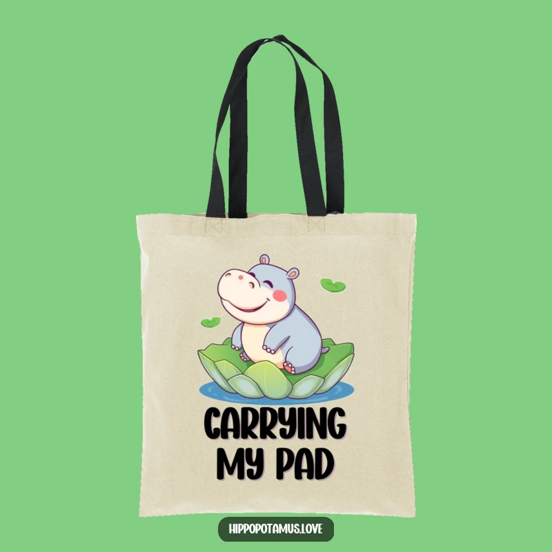 Funny Hippo River Tote Bag: Playful Accessory for Water Enthusiasts