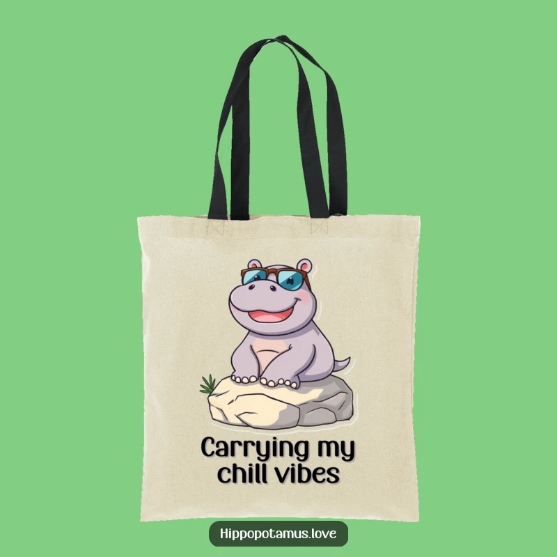 Funny Hippo Lounging Tote Bag: Carry Your Fun in Style!